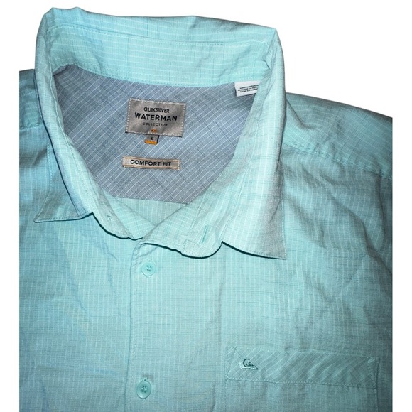 Quiksilver Other - Quiksilver Waterman Mens L Blue Stripe Button Up Outdoor‎ Summer Comfort Fit